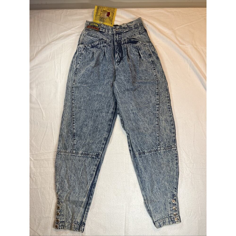 NWT VTG Union Bay Jeans High Waist, Acid Wash 1980s Barrel Taper, Sz 7 Deadstock